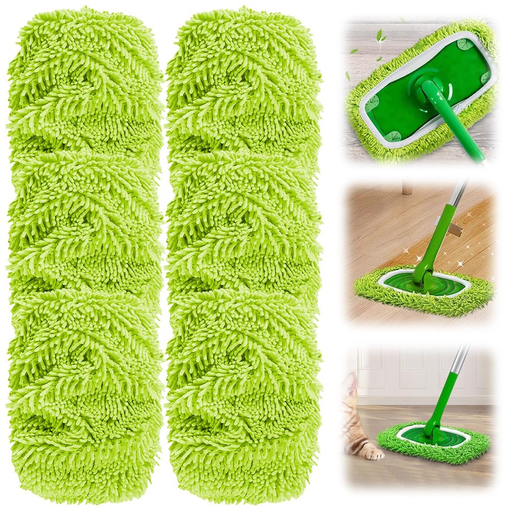 Reusable Microfiber Mop Pads, 2025 New Reusable Mop Pads Refill Sweeping Mopping Pad, Dry Wet Cleaning Replacement Floor Pads Washable Wet Pads for Surface Hardwood Floor Cleaning (D-6PCS)