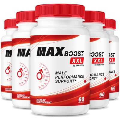 (5 Pack) Max Boost XXL Capsules Official Max Boost XXL Mens Daily Support with Clean, Potent Blend to Help Maintain Stamina, Energy & Performance | Just 2 Easy-to-Take Pills Everyday (300 Capsules)