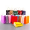LNJMRU 50/100pcs Portable Kraft Paper Bags Colorful Handle Paper Bags Shopping Wedding Party Packaging With Handle(Black,100PCS_21X11X27CM) view 2