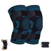 2PCS Knee Braces for Knee Pain, Breathable Elastic Compression Knee Sleeves Knee Pads with Patella Gel Pad, Strap, Side Stabilizers, Knee Support for Men Women Arthritis Acl Sports,M, Blue view 1