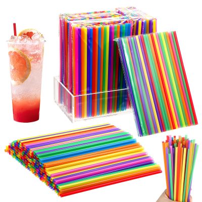 1000 Pieces Colorful Disposable Plastic Straws Bulk 0.24'' Diameter and 7.87" Long Neon Colored Drinking Straws Solid Colors Straight Party Straw (Multicolor)