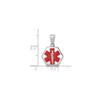 14k White Gold Medical Alert Pendant with Red Star of Life and Silver Caduceus Symbol, Unisex Emergency ID Necklace, Enameled Medical Disc for Health Safety, Daily Wear Jewelry for Identification view 3