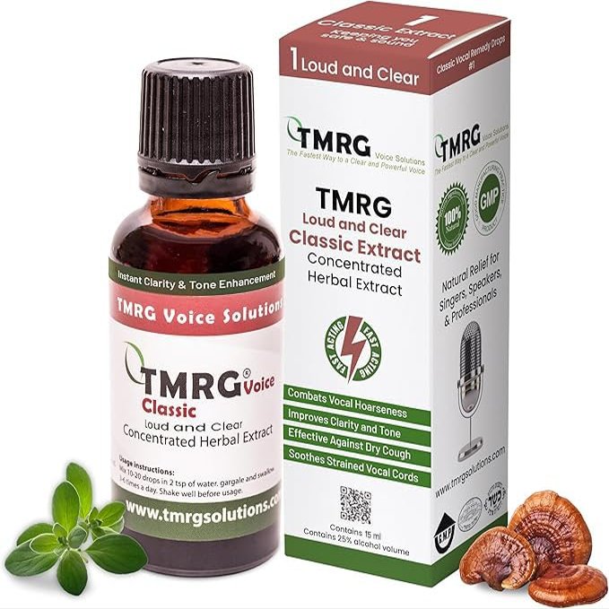 TMRG Classic Professional Vocal Cord Remedy 100% Natural Herbal Supplement Drops for Sore Throat hoarse Voice Hoarseness Vocal Damage Repair Vocal Problems craked Voice (15ml)