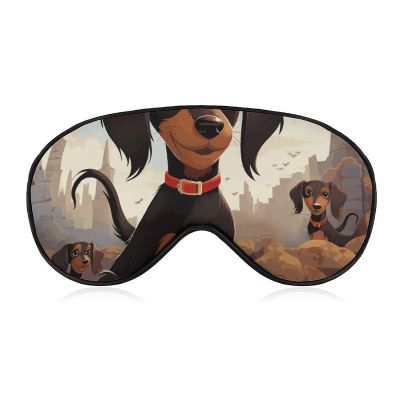 Sleep Mask for Side Sleeper Zero Pressure Soft Eye Mask Adjustable I Love My Dog Dachshunds Eye Cover for Travel Flight Work