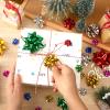 DECYOOL 1 Inch Mini Gift Wrap Bows, 200pcs Christmas Red Green Gold Silver Blue Purple Self Adhesive Metallic Bows for Holiday Christmas Birthday Party Favor Packaging Decorations view 3
