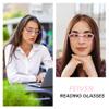 FEIVSN High Magnification Reading Glasses for Men Women with Strong Power TR Rectangular Frame Readers Spring Hinge, Pink + Purple, 6.50 view 3