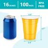 LANLISA 100 Yellow Plastic Cups, 16 oz Disposable Cups, Drinking Cups For Party Supplies view 2