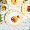 100Pcs Yellow Gingham Party Supplies Yellowand White Checkered Paper Plates and Napkins Cups for Wedding Family Picnic,BBQ Gingham Birthday Party Decorations,Serve 25 (Yellow) view 4