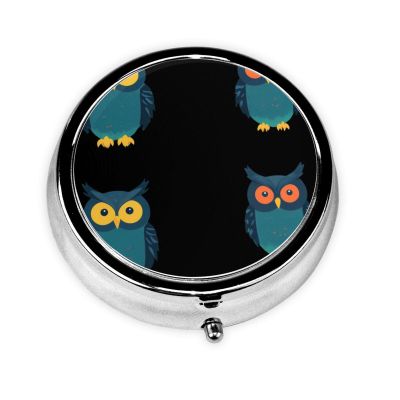 Fleece Lined Owl Mini Round Pill Box, can be Put into Wallet, Pocket, Light and Convenient, 3 Compartment Pill Box, Portable Pill Box,
