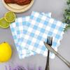 100Pcs Blue Gingham Party Supplies Blue and White Checkered Paper Plates Gingham Plates and Napkins Cups for Wedding Family Picnic,BBQ Gingham Birthday Party Decorations,Serve 25 (Blue) view 4