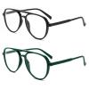 DXYXYO 2 Pack Retro Aviator Reading Glasses for Women 2.0, Mens Classic Lightweight Blue Light Blocking Computer Readers, Black+Dark Green view 1