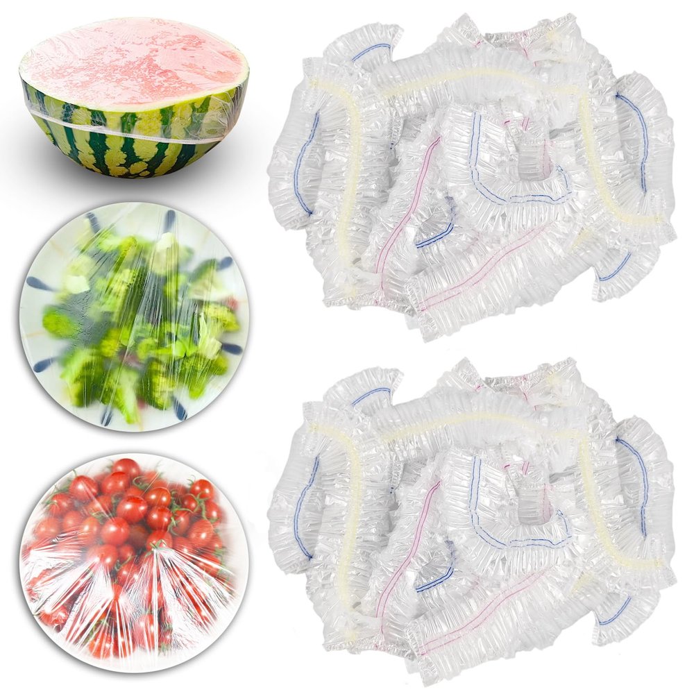 100pcs Reusable Plastic Food Covers Elastic Stretch Bowl Covers for Fresh Food Storage, Universal Plate Covers for Kitchen, Dining, and Bread Proofing (Colorful)
