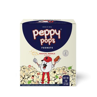 Peppy Pops Magical Masala Roasted Foxnuts 2 oz (57 gm) Crunchy Makhana Snack, Vegan Gluten Free Protein Snack Pack, Low Calorie Healthy Snack for Kids, Adults & Travel By Pride of India