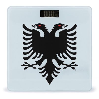 Albania Flag Digital Bathroom Scale for Body Weight Lighted LCD Display Round Corner