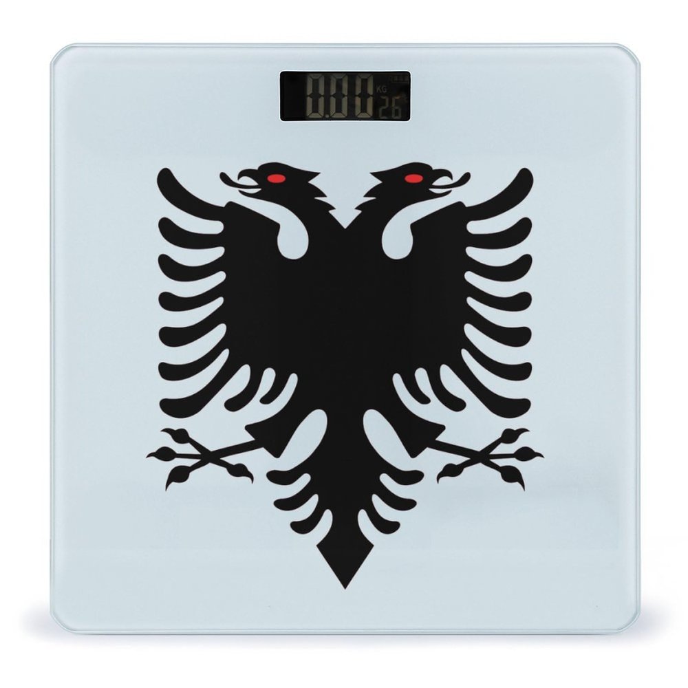 Albania Flag Digital Bathroom Scale for Body Weight Lighted LCD Display Round Corner