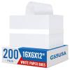 GSSUSA Large White Paper Bags 16x6x12'' 200Pcs Recycled Gift Bags Kraft Bag With Handles For Business, Party, Boutique, Retail, Wedding, Shopping, Halloween, Christmas view 1