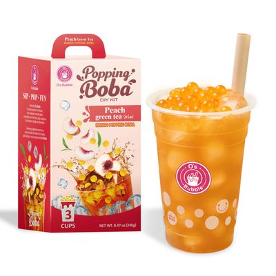 Os Bubble Peach Green Tea DIY Boba Kit, 3 Servings