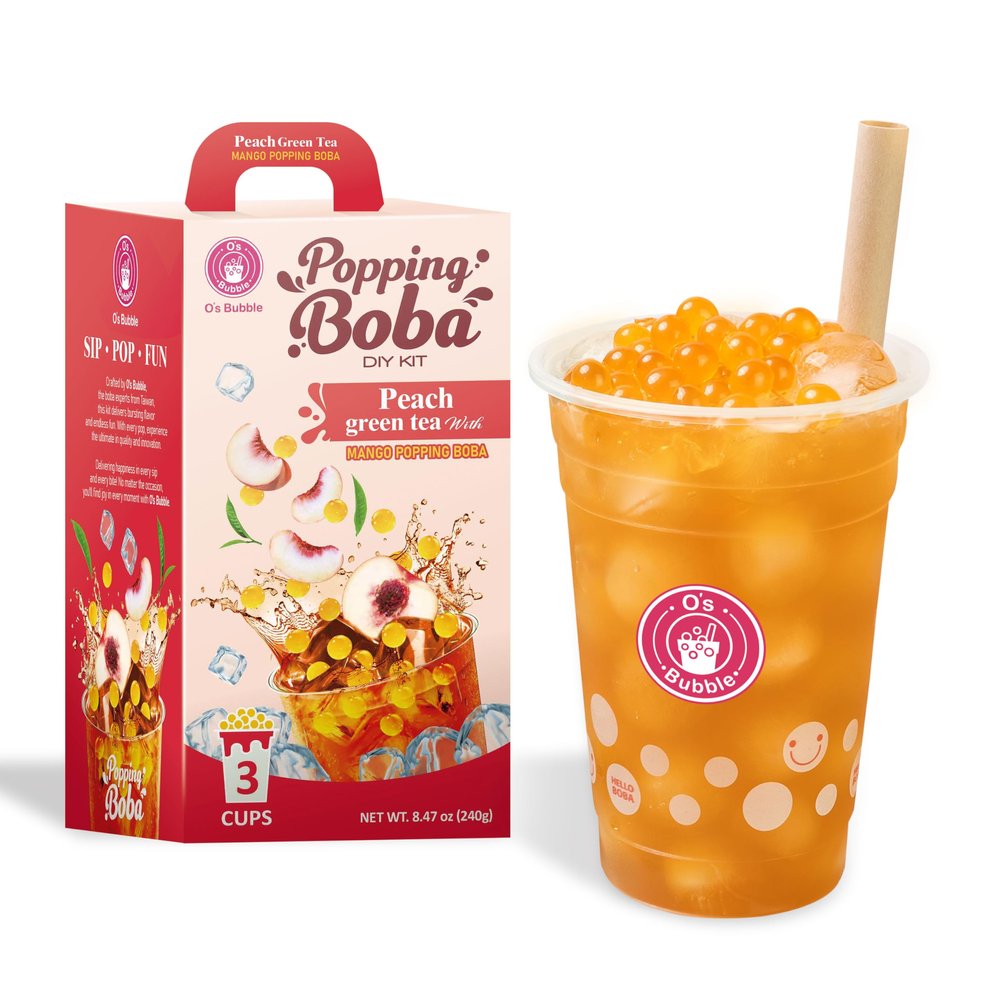 Os Bubble Peach Green Tea DIY Boba Kit, 3 Servings