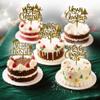 Verherer 10Pcs Gold Acrylic Christmas Cake Toppers view 4