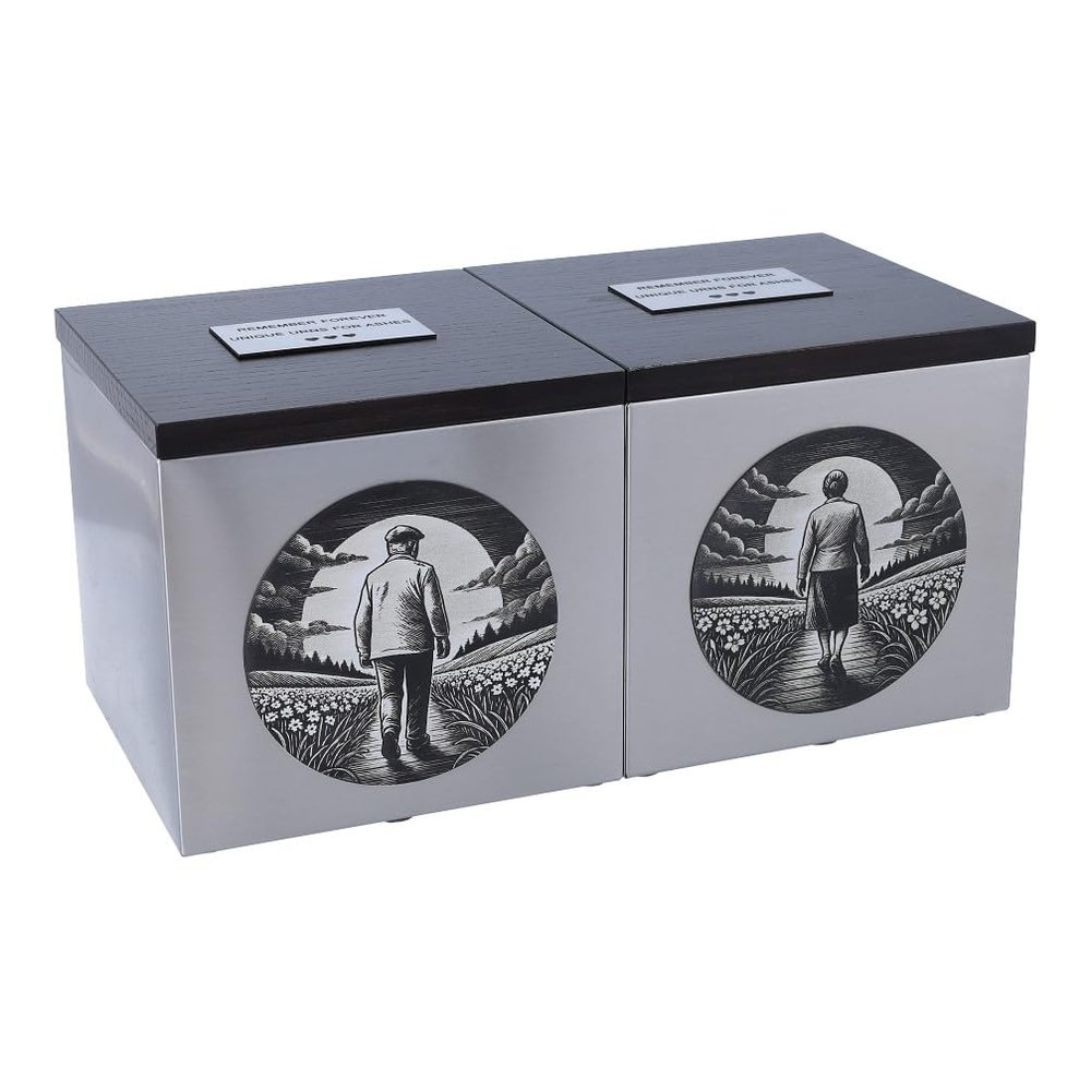Companion urn for parents Double urn for marriage couple two boxes for ashes Casket for two persons (Design 2 + Plaques)