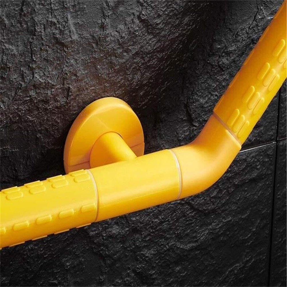 Bathroom Grab Bar 3030cm, Curved Safety Handrail with Nylon Outer Tube, Wall-Mounted Support for Elderly & Disabled(Gold,45 * 45Cm)
