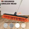 18" Push Broom Outdoor with Rubber Squeegee,Heavy Duty Broom Brush with Handle,Stiff Bristles for Patios and Deck Dirt Garage Warehouse Driveway Concrete Floor Cleaning Scrubbing view 3
