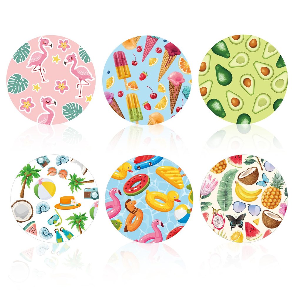 12pcs Sensor Covers for Libre 2/3, 6 Styles Summer Round Adhesive Patches Breathable Waterproof Sweat-Proof Sensor Stickers CGM Monitor Protective Overpatch Accessories