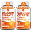(2 Pack) Calcium Citrate 1200 mg with Vitamin D3 Gummies for Women & Men,Calcium Supplements for Bone & Teeth Support,High Absorption - Easy to Digest, Sugar Free,Vegan,Orange Flavor,60 Day Supply view 1