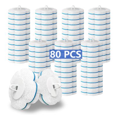Ucaimao 80 PCS Disposable Toilet Brush Cleaner RefillsToilet Bowl Brush Handle Refills Cleaning System Replacement Heads Cleaner Pads for Bathtub Wash Basin (Only RefillsOnly Fits Ucaimao) - White