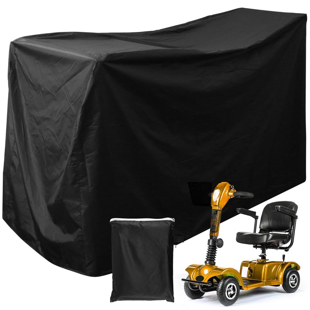 Mobility Scooter Cover, Waterproof Wheelchair Storage Cover for Travel Scooter Weather Electric Chair Heavy Duty 190D Oxford Fabric Rain Protector from Dust Snow Rain Sun Rays(170X61X117cm)