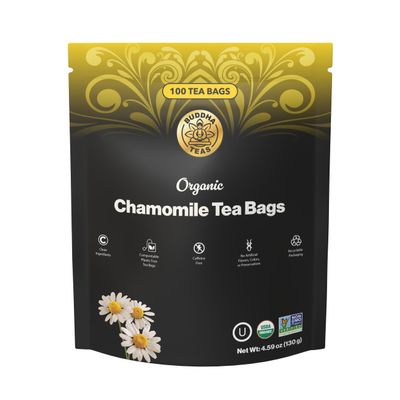 Buddha Teas - Organic Chamomile Tea Bags - Clean Ingredients - Caffeine Free - OU Kosher & Non-GMO - 100 Non-String Tea Bags (Pack of 1)