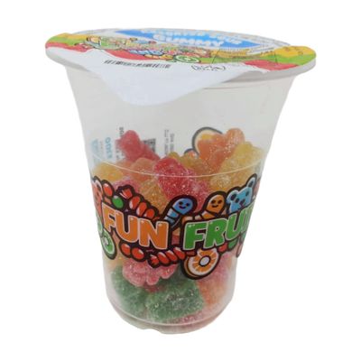 Fun Fruit Sour Gummy Candy - Assorted Fruit Rounds, Bold & Tangy Chewy Snacks, Halal Certified & Fat Free, 6 oz Cups (Pack of 14)