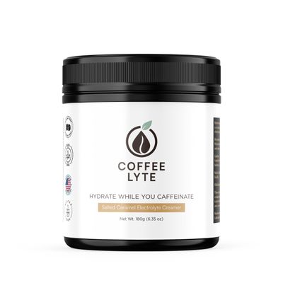 Coffee Lyte Electrolyte Coconut Creamer for Coffee | Salted Caramel Flavor | Hydration Supplement with Electrolytes & Coconut Milk Powder | Dairy-Free, Keto-Friendly, Vegan | 60 Servings