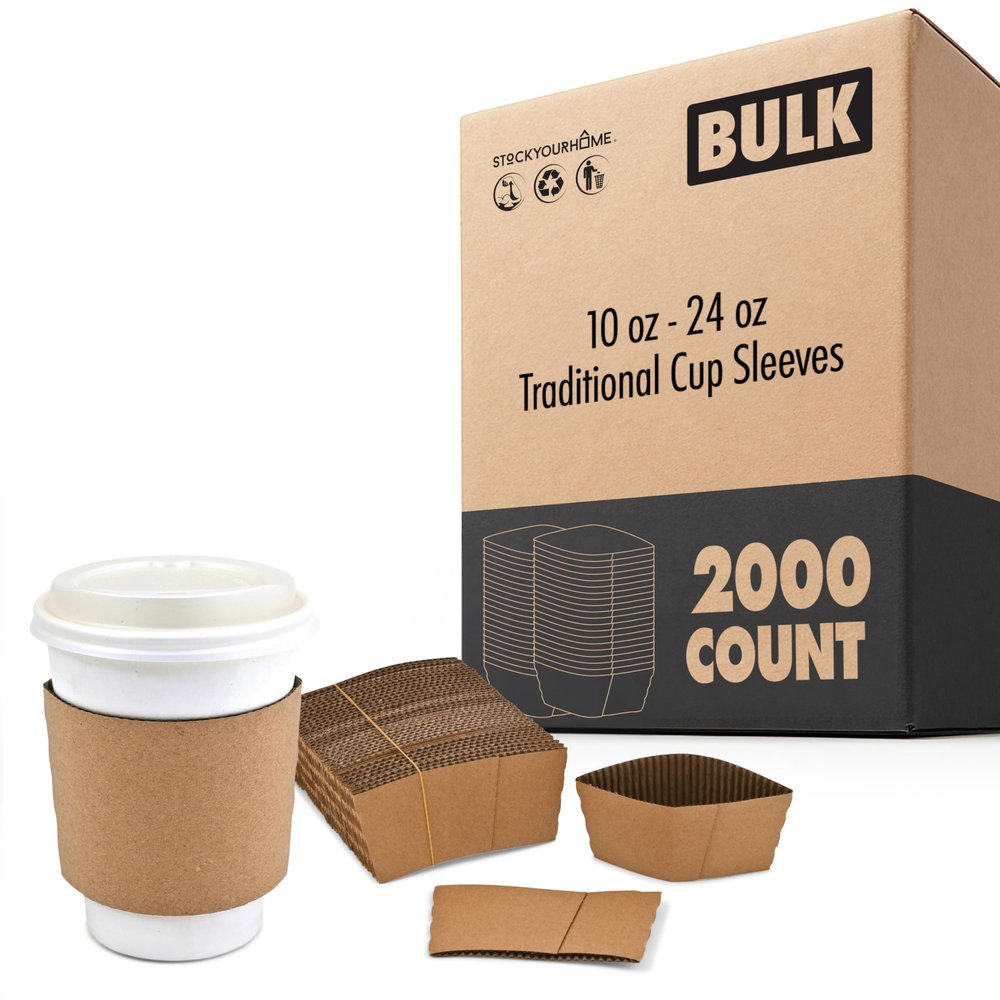2000 Count Cup Sleeves 10-24 oz Recyclable Insulating Sleeves for Everyday Use, Caterers, and Shops