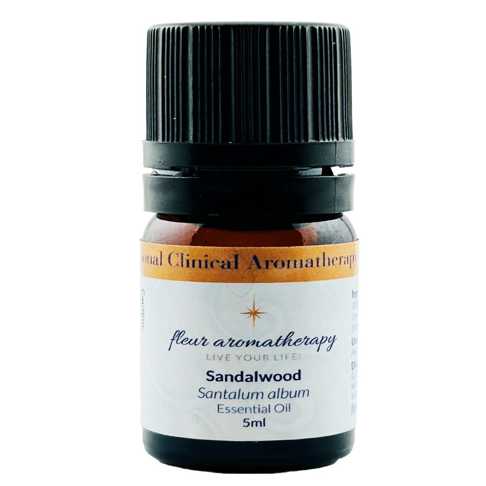 Sandalwood Essential Oil 5ml 100% Pure Santalum Album Steam Distilled GC/MS Tested Soft, Woody & Grounding Aroma Therapeutic Quality Fleur Aromatherapy