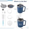 13.5 Oz Leakproof Mug with Straws & Brushes for Elderly, Non-Spill Sippy Cup for Bedridden Patients, Comfortable Feeding Mug view 4