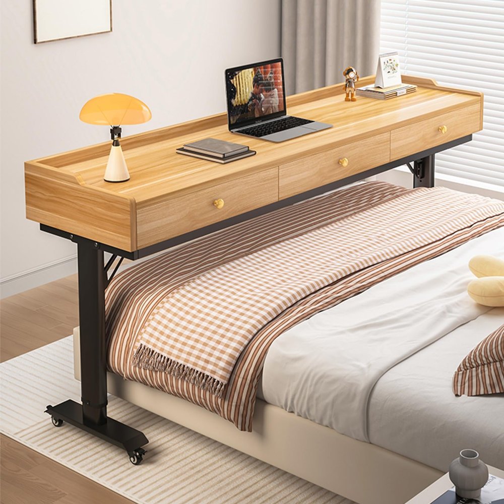 Overbed Table, Office Desk, Overbed Table with Wheels, Modern Style, Work for Home Office, Study, Living Room(C,180x40cm/71x16in)