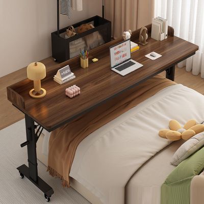 Overbed Table with Wheels, Queen Size Mobile Bed Desk with Adjustable Height, Rolling Table, Dining Table, Computer Desk, for Bedroom, Living Room, Office(V,210x50cm/83x20in)