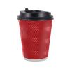 100-Pack 14oz Paper Coffee Cups with Lids - Double Wall Insulated Ripple To Go Cups, Hot/Cold Drink Bulk Supply for Restaurant Cafe Office Red Vertical Stripe view 1