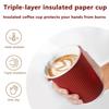 100-Pack 14oz Paper Coffee Cups with Lids - Double Wall Insulated Ripple To Go Cups, Hot/Cold Drink Bulk Supply for Restaurant Cafe Office Red Vertical Stripe view 3