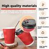 100-Pack 14oz Paper Coffee Cups with Lids - Double Wall Insulated Ripple To Go Cups, Hot/Cold Drink Bulk Supply for Restaurant Cafe Office Red Vertical Stripe view 4
