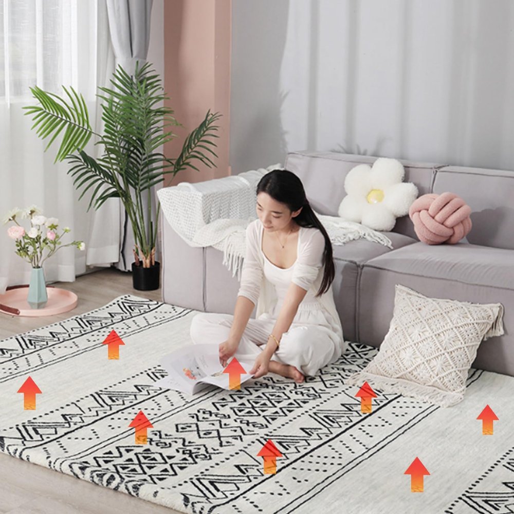 Heated Area Rug, Removable Electric Carpet Heating Pads, Adjustable Temperature, Winter Under Desk Foot Warmer for Living Room Bedroom(160 * 240 cm/62.9 * 94.4 in)