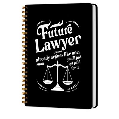 CQM Future Lawyer Hardcover Spiral Notebooks for Work, A5 Composition Notebook College Ruled, Inspirational Gift for Future Lawyer, Paralegal Gift Notepads Lined Travel Planner Journal for Writing