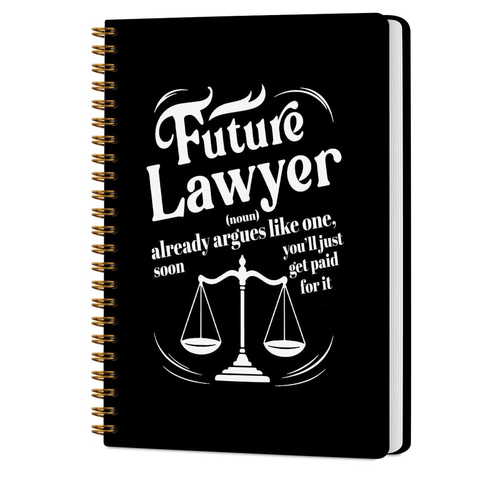 CQM Future Lawyer Hardcover Spiral Notebooks for Work, A5 Composition Notebook College Ruled, Inspirational Gift for Future Lawyer, Paralegal Gift Notepads Lined Travel Planner Journal for Writing