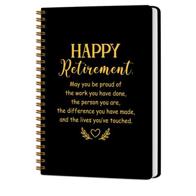 CQM Happy Retirement Hardcover Spiral Notebooks, Coworker Leaving Gifts Notebook College Ruled, Retirement Gifts for Women Men Colleagues Boss, Notepads Lined Travel Planner, Journal for Writing