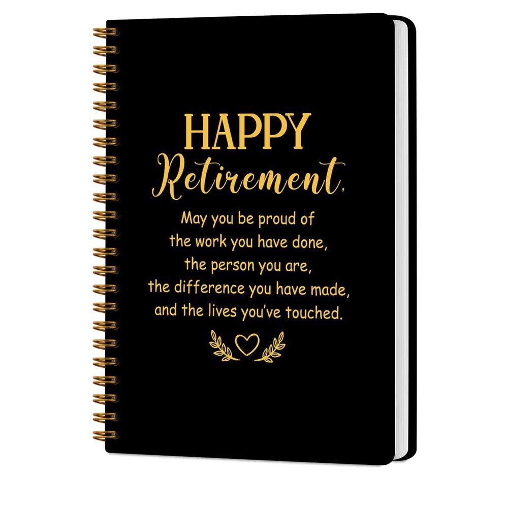 CQM Happy Retirement Hardcover Spiral Notebooks, Coworker Leaving Gifts Notebook College Ruled, Retirement Gifts for Women Men Colleagues Boss, Notepads Lined Travel Planner, Journal for Writing
