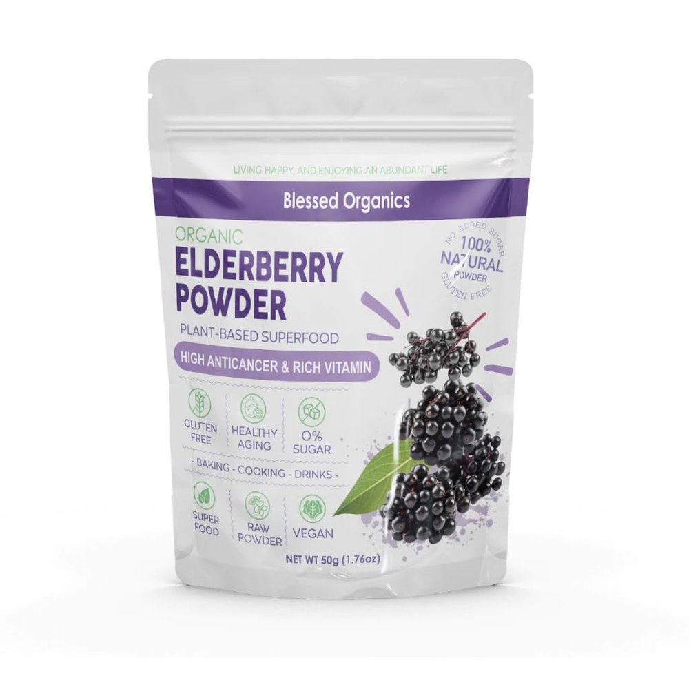 24 Pure Elderberry Powder - 50g | Sambucus Nigra Extract | Natural Antioxidant Support | Non-GMO, Vegan & Gluten-Free