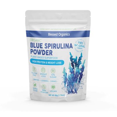 24 Pure Blue Spirulina Powder - 50g | Phycocyanin Extract | Natural Food Coloring & Superfood | Non-GMO, Vegan & Gluten-Free