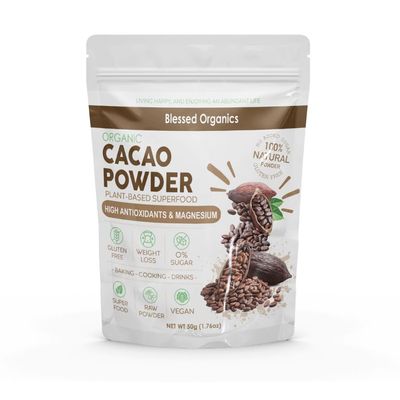 24 Pure Cacao Powder - 50g | Unsweetened Raw Cocoa | Natural Antioxidant & Magnesium Source | Non-GMO, Vegan & Gluten-Free