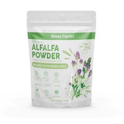 24 Pure Alfalfa Powder - 50g | Medicago Sativa Superfood | Natural Green & Nutrient Source | Non-GMO, Vegan & Gluten-Free